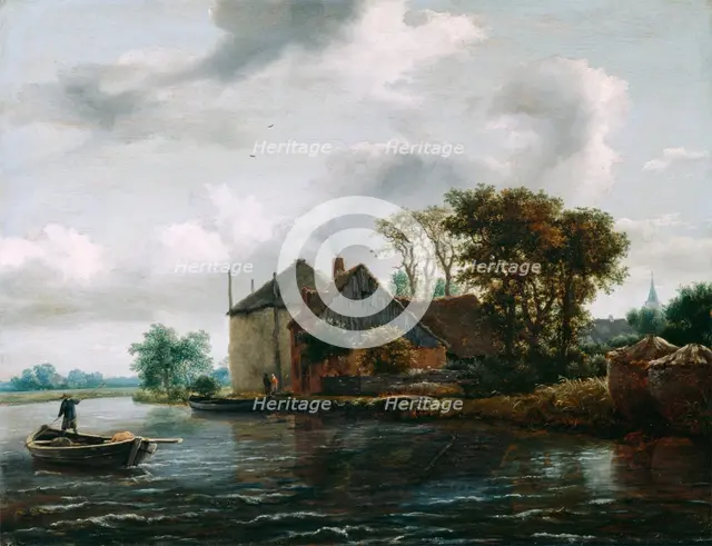 Farm and Hayrick on a River, late 1640s. Creator: Jacob van Ruisdael.