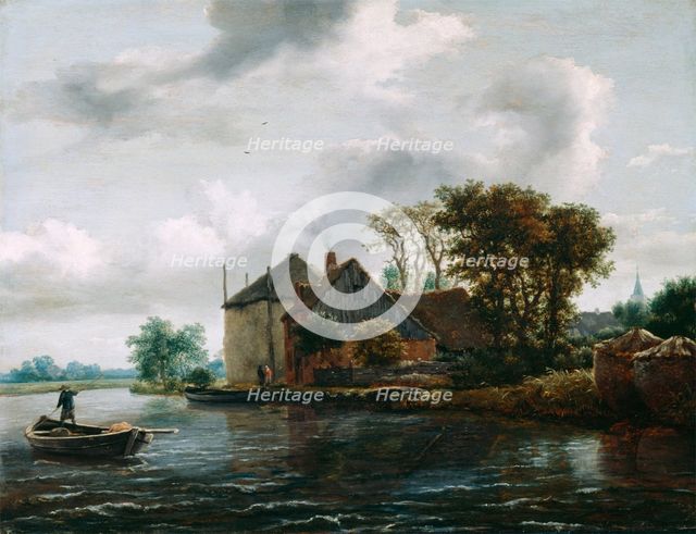 Farm and Hayrick on a River, late 1640s. Creator: Jacob van Ruisdael.