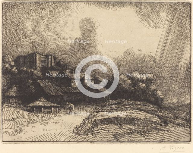 Farm at the Monastery (La ferme de l'abbaye). Creator: Alphonse Legros.