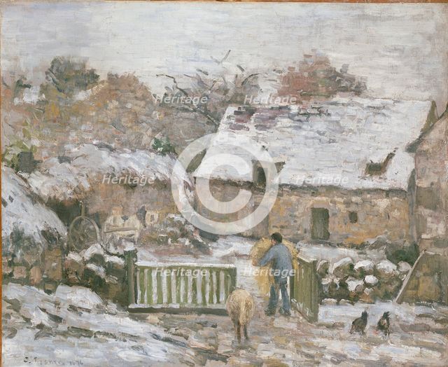 Farm at Montfoucault: Snow Effect, 1874-1876. Artist: Camille Pissarro.