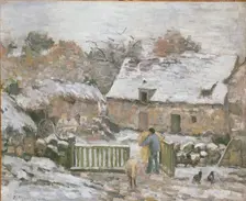 Farm at Montfoucault: Snow Effect, 1874-1876. Artist: Camille Pissarro