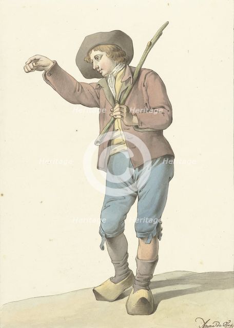 Farm boy pointing with right hand, 1778-1808. Creator: Aletta de Frey.
