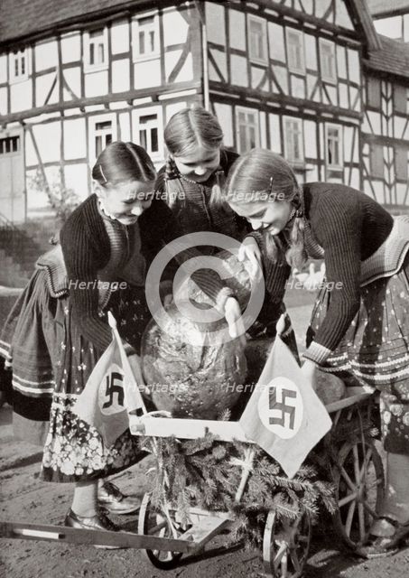 Farm bread being sent to the poor people in the city, Germany, 1936. Creator: Unknown.