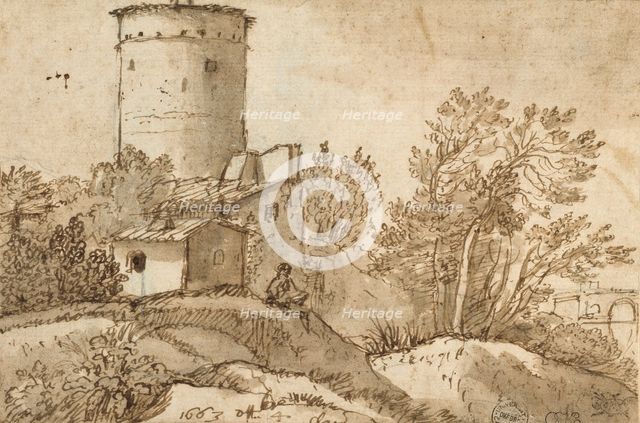Farm Buildings by the Tiber, 1663. Artist: Claude Lorrain.