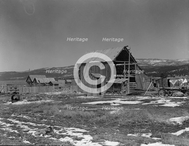 Farm buildings in the purchase area, Widtsoe, Utah, 1936. Creator: Dorothea Lange.