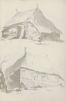 Farm buildings with thatched roofs, c.1780-c.1800. Creator: Bernhard Heinrich Thier