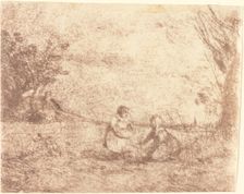 Farm Children (Les Enfants de la ferme), 1853. Creator: Jean-Baptiste-Camille Corot