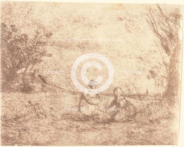 Farm Children (Les Enfants de la ferme), 1853. Creator: Jean-Baptiste-Camille Corot.