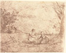 Farm Children (Les Enfants de la ferme), 1853. Creator: Jean-Baptiste-Camille Corot