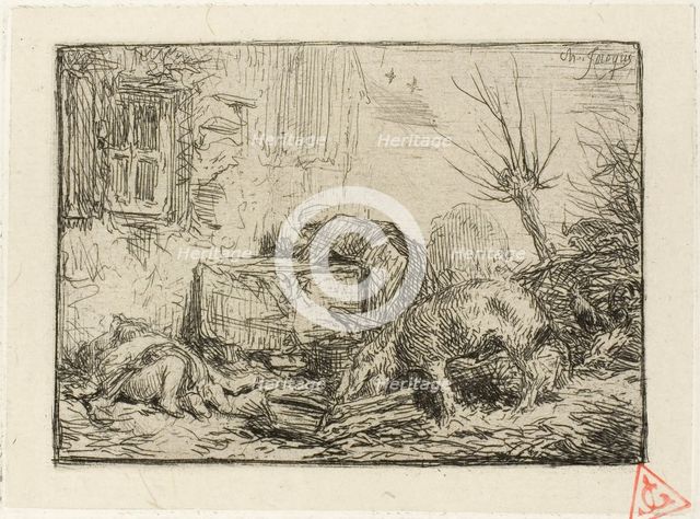 Farm Courtyard, 1846. Creator: Charles Emile Jacque.