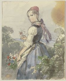Farm girl in the garden, c1830-1872. Creator: Jakob Becker