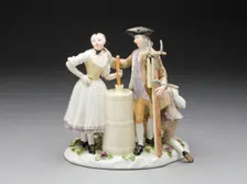 Farm Group of Three Figures, Meissen, 1760/70. Creator: Meissen Porcelain