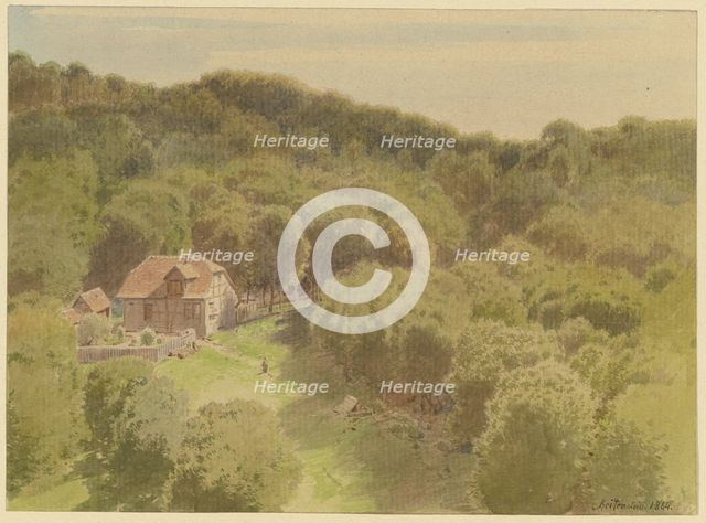 Farm in a forest clearing in the Harz Mountains, 1864. Creator: Carl Theodor Reiffenstein.