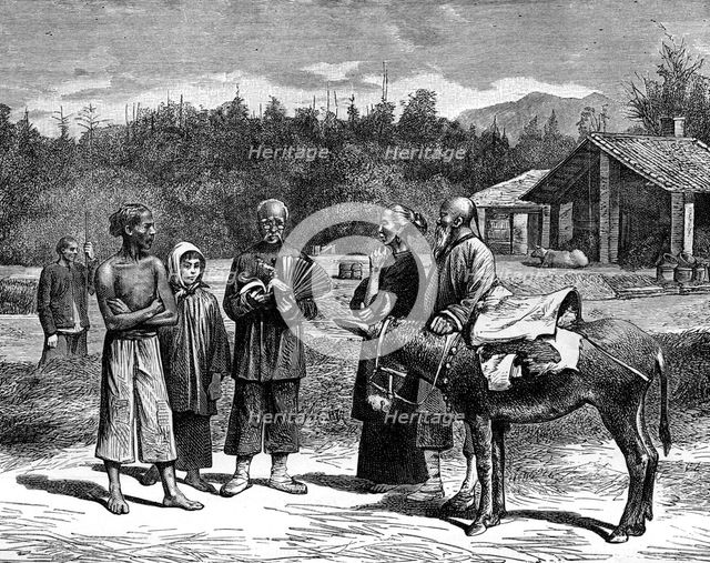 Farm in Canton province, China, late 19th century. Artist: Adrien Marie