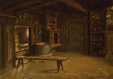 Farm Interior from Gulsvik in Hallingdal, probably 1848. Creator: Adolph Tidemand