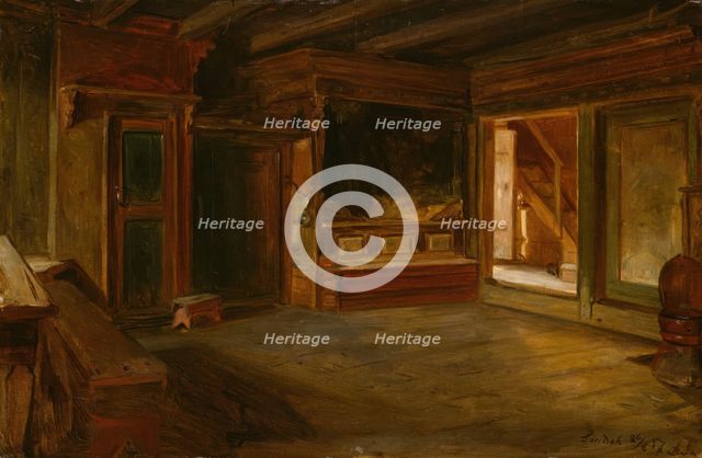 Farm Interior from Sandak, 1857. Creator: Adolph Tidemand.