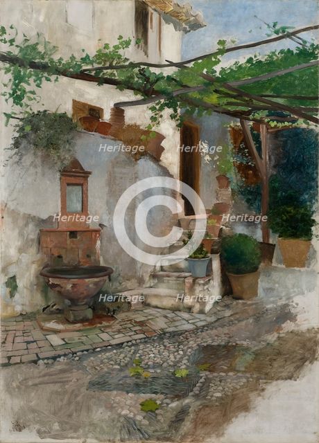 Farm Interior from the South of Spain, late 19th century. Creator: Hugo Birger.