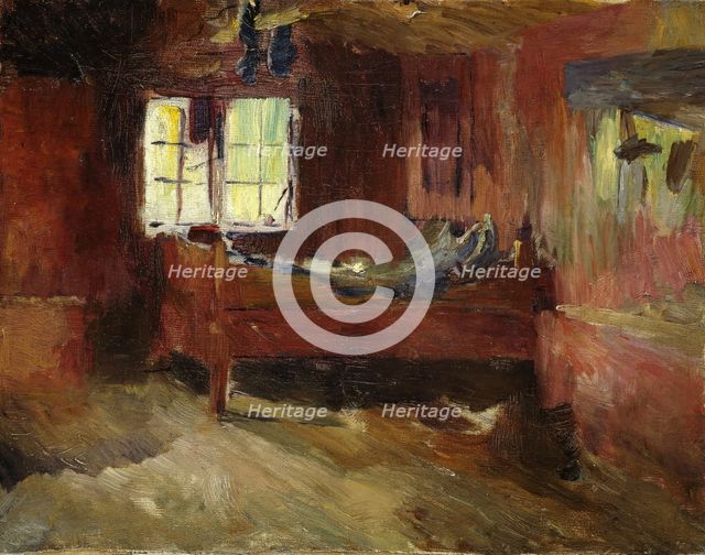 Farm Interior, Stralsjohaugen, 1893. Creator: Harriet Backer.