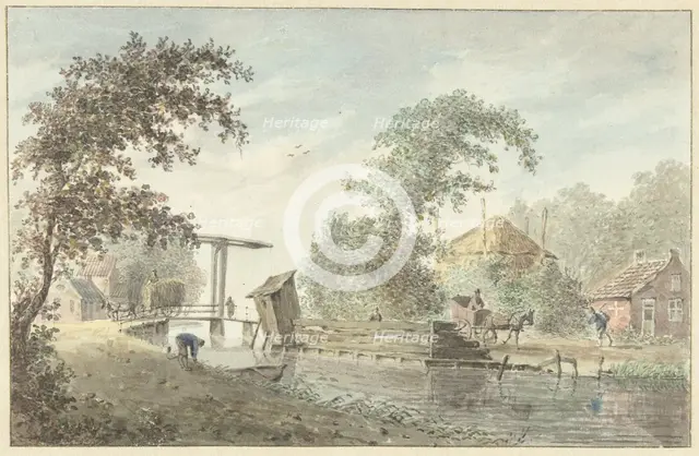 Farm on a canal with a drawbridge, 1757-1822. Creator: Hermanus Petrus Schouten.