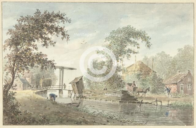 Farm on a canal with a drawbridge, 1757-1822. Creator: Hermanus Petrus Schouten.