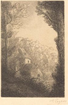 Farm on a Hillside in Sunlight (La ferme du coteau; Effet de soleil sur le coteau). Creator: Alphonse Legros