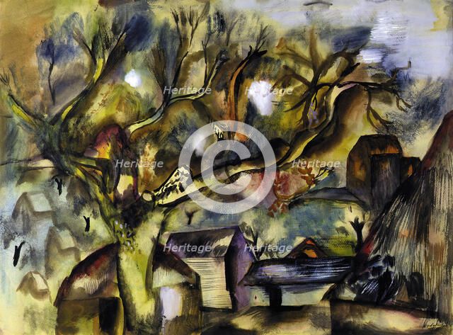 Farm piece, evening, 1936. Creator: Frances Hodgkins.