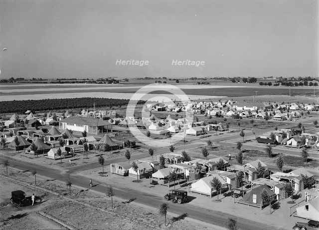 Farm Security Administration camp for migrant agricultural workers at Shafter, California, 1938. Creator: Dorothea Lange.