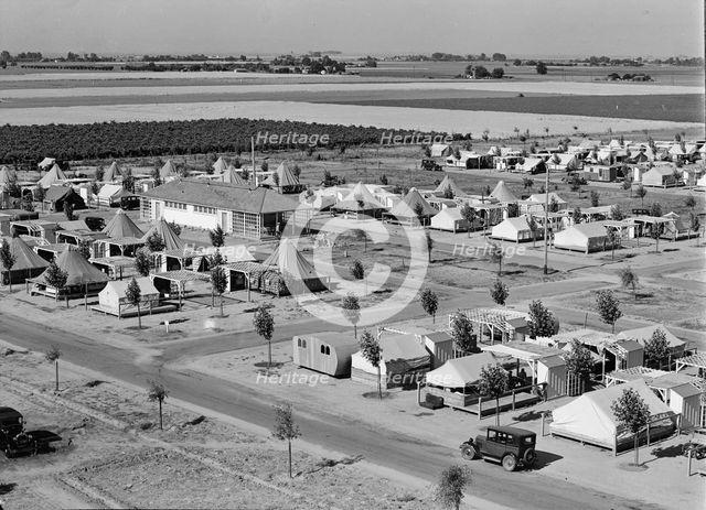 Farm Security Administration camp for migrant agricultural workers at Shafter, California, 1938. Creator: Dorothea Lange.