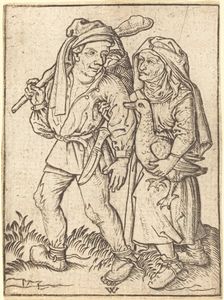 Farmer and Wife with Goose, c. 1490. Creator: Wenzel von Olmutz