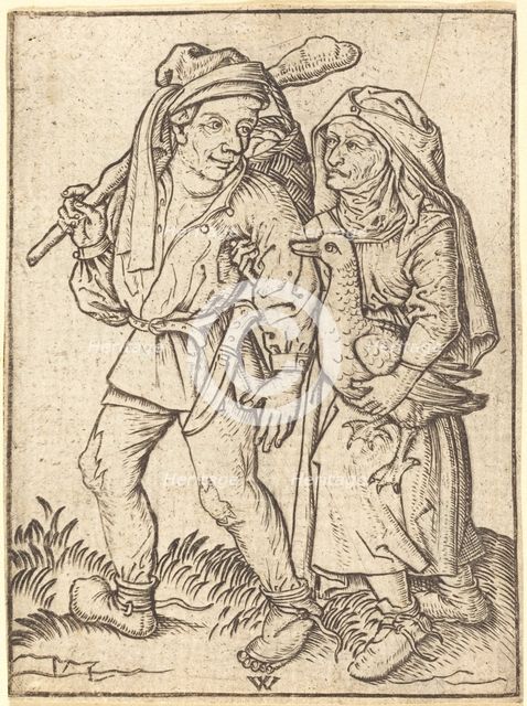 Farmer and Wife with Goose, c. 1490. Creator: Wenzel von Olmutz.