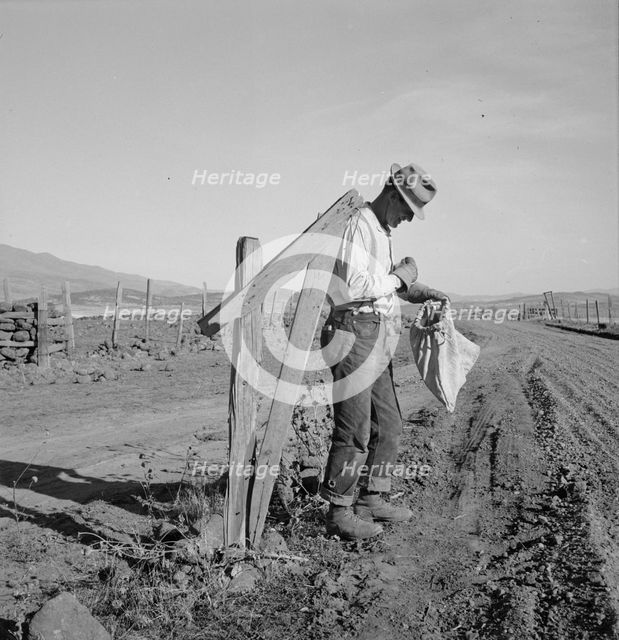 Farmer getting the morning mail, Gem County, Idaho, 1939. Creator: Dorothea Lange.