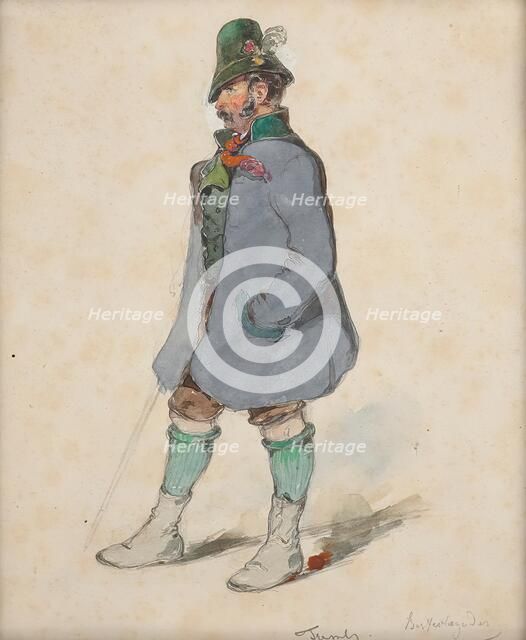 Farmer in Berchtesgadner costume, around 1840. Creator: Johann Friedrich Treml.