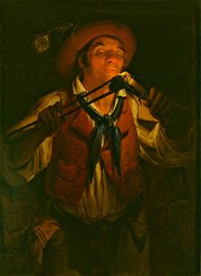Farmer Lighting a Candle with a Burning Stick