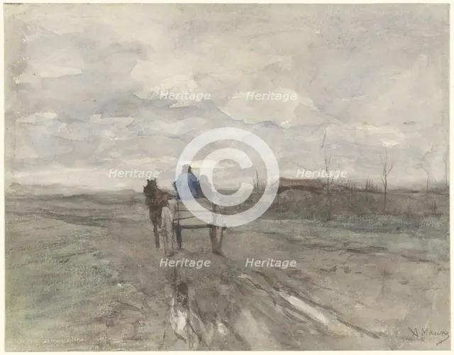 Farmer's cart on a country road, 1848-1888. Creator: Anton Mauve.