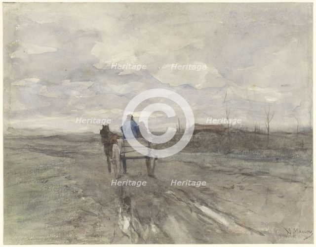 Farmer's cart on a country road, 1848-1888. Creator: Anton Mauve.