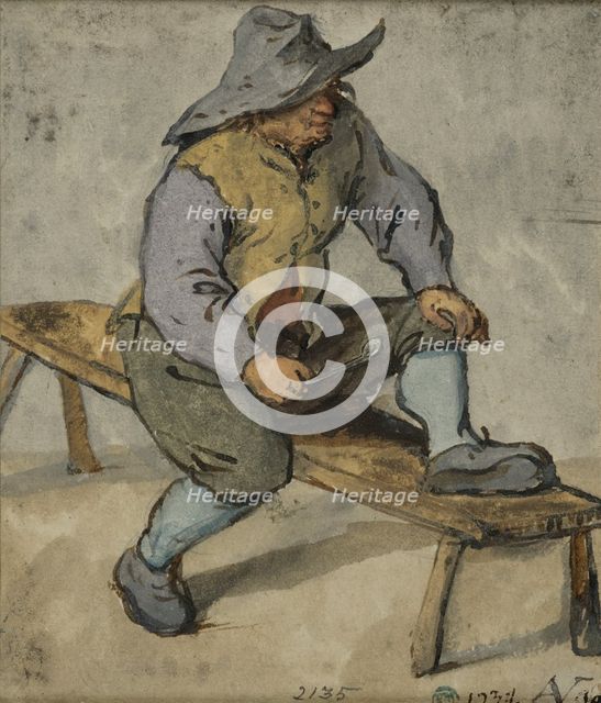 Farmer sitting on a bench, 1640s. Creator: Adriaen van Ostade.