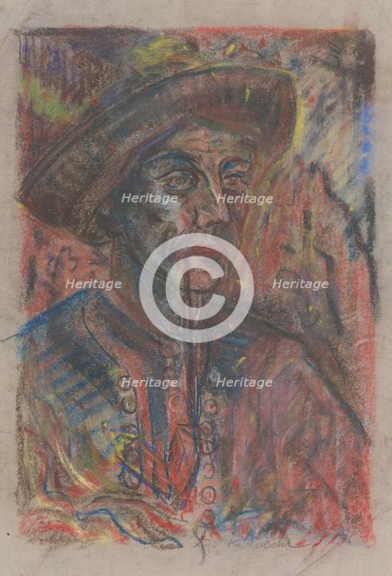 Farmer with a pipe, about 1942. Creator: Arnold Peter Weisz-Kubincan.