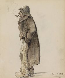 Farmer with a pipe, full length, 1842. Creator: Johannes Tavenraat