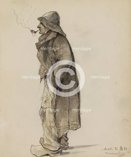 Farmer with a pipe, full length, 1842. Creator: Johannes Tavenraat.