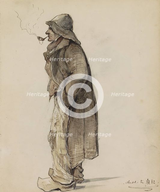 Farmer with a pipe, full length, 1842. Creator: Johannes Tavenraat.