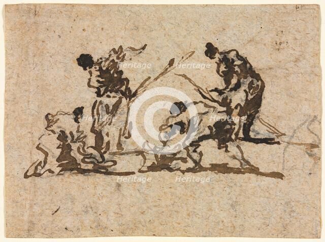 Farmers and Fisherman Working, 18th century. Creator: Francesco Guardi (Italian, 1712-1793).