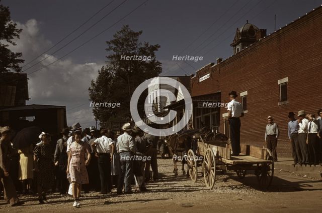 Farmers and townspeople in center of town on Court day, Campton, Ky., 1940. Creator: Marion Post Wolcott.