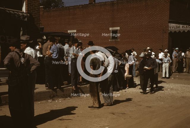 Farmers and townspeople in the center of town on court day, Campton, Ky., 1940. Creator: Marion Post Wolcott.