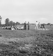 Farmers baseball game in the country..., near Mountain Home, northern Arkansas, 1938. Creator: Dorothea Lange