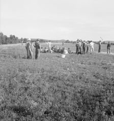Farmers baseball game in the country..., near Mountain Home, northern Arkansas, 1938. Creator: Dorothea Lange