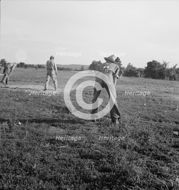 Farmers' baseball game in the country..., near Mountain Home, northern Arkansas, 1938. Creator: Dorothea Lange.