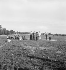 Farmers baseball game in the country, on U.S. 62, near Mountain Home, northern Arkansas, 1938. Creator: Dorothea Lange