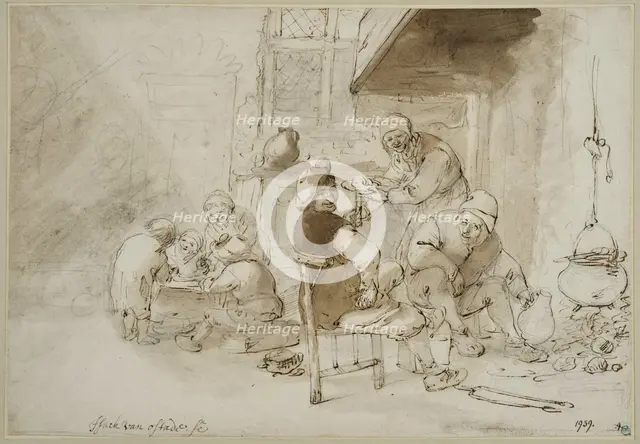 Farmers eat in a kitchen. Creator: Isaac van Ostade.