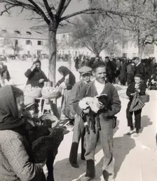 Farmers from Zenica at the market, Bosnia-Hercegovina, Yugoslavia, 1939. Creator: Unknown