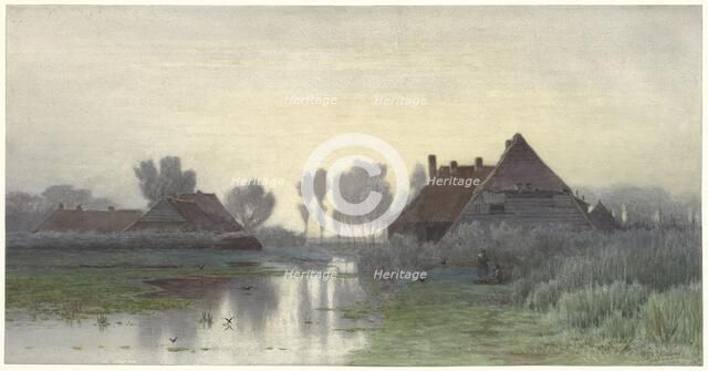 Farmers' houses on the water at Morning Nevel, 1838-1892. Creator: Paul Joseph Constantin Gabriel.